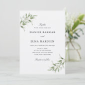 Elegant Simple Rustic Botanical Greenery Wedding 招待状 (スタンド正面)