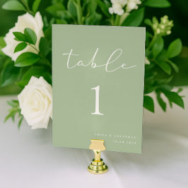 Elegant Simple Sage Green Wedding テーブルナンバー