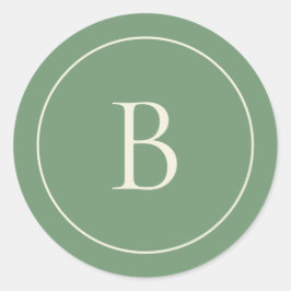 Elegant Simple Sage Monogram Envelope Seal ラウンドシール
