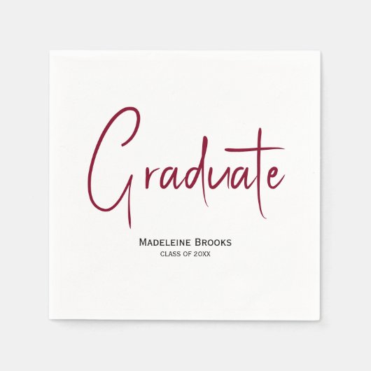 Elegant Simple Script Custom Graduation Napkins スタンダードカクテルナプキン (正面)