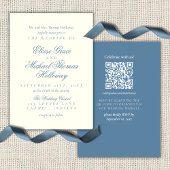 Elegant Simple Script Dusty Blue Wedding 招待状