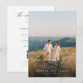 Elegant Simple Script QR Code Budget Photo Wedding 招待状 (正面/裏面)