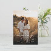 Elegant Simple Script QR Code Photo Budget Wedding 招待状 (スタンド正面)