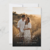 Elegant Simple Script QR Code Photo Budget Wedding 招待状 (正面)