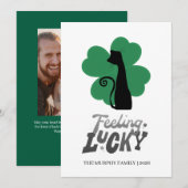 Elegant Simple Shamrock Photo St. Patrick's Day シーズンカード (正面/裏面)