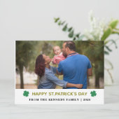 Elegant Simple Shamrock Photo St. Patrick's Day シーズンカード (スタンド正面)