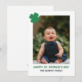 Elegant Simple Shamrock Photo St. Patrick's Day シーズンカード (正面/裏面)