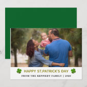 Elegant Simple Shamrock Photo St. Patrick's Day シーズンカード (正面/裏面)