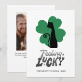 Elegant Simple Shamrock Photo St. Patrick's Day シーズンカード (正面/裏面)