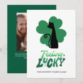 Elegant Simple Shamrock Photo St. Patrick's Day シーズンカード (正面/裏面)