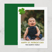 Elegant Simple Shamrock Photo St. Patrick's Day シーズンカード (正面/裏面)
