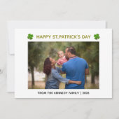 Elegant Simple Shamrock Photo St. Patrick's Day  シーズンカード (正面)