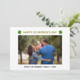 Elegant Simple Shamrock Photo St. Patrick's Day  シーズンカード