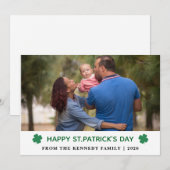 Elegant Simple Shamrock Photo St. Patrick's Day シーズンカード (正面/裏面)