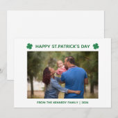 Elegant Simple Shamrock Photo St. Patrick's Day  シーズンカード (正面/裏面)