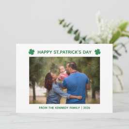 Elegant Simple Shamrock Photo St. Patrick's Day  シーズンカード
