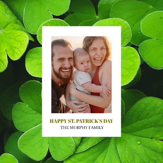 Elegant Simple Shamrock Photo St. Patrick's Day シーズンカード