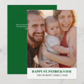 Elegant Simple Shamrock Photo St. Patrick's Day  シーズンカード (正面/裏面)