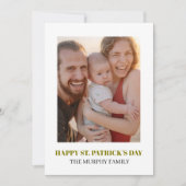 Elegant Simple Shamrock Photo St. Patrick's Day シーズンカード (正面)