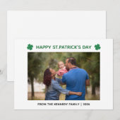 Elegant Simple Shamrock Photo St. Patrick's Day  シーズンカード (正面/裏面)