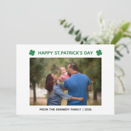 Elegant Simple Shamrock Photo St. Patrick's Day  シーズンカード