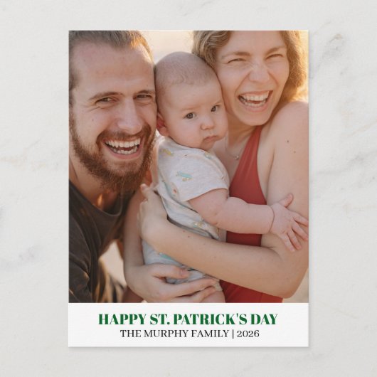 Elegant Simple Shamrock Photo St. Patrick's Day  シーズンポストカード (正面)