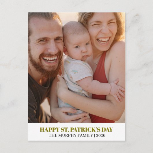 Elegant Simple Shamrock Photo St. Patrick's Day  シーズンポストカード (正面)