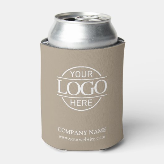 Elegant Simple Taupe Beige Company Business Logo 缶クーラー (缶正面)