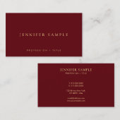 Elegant Simple Template Luxury Deep Burgundy Red 名刺 (正面/裏面)