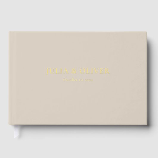 Elegant Simple Wedding | Linen Foil Design ゲストブック (正面)