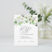 Elegant Simple White Floral Invitation 出欠カード (スタンド正面)