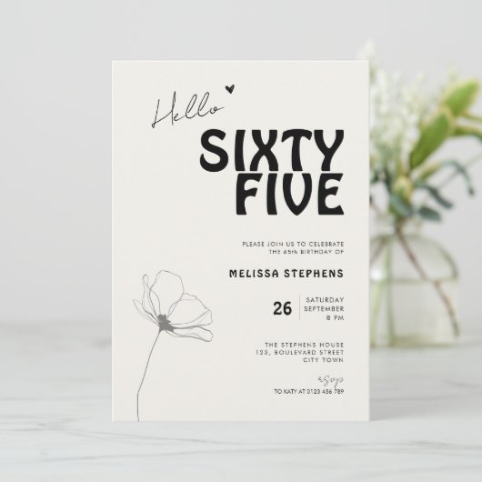Elegant Sixty Five Bold Typography 65th Birthday 招待状 (スタンド正面)