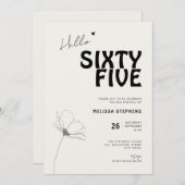 Elegant Sixty Five Bold Typography 65th Birthday 招待状 (正面/裏面)