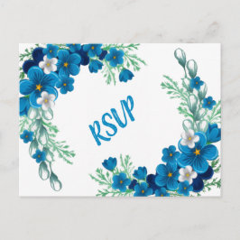 Elegant Sky Blue Floral RSVP Card ポストカード