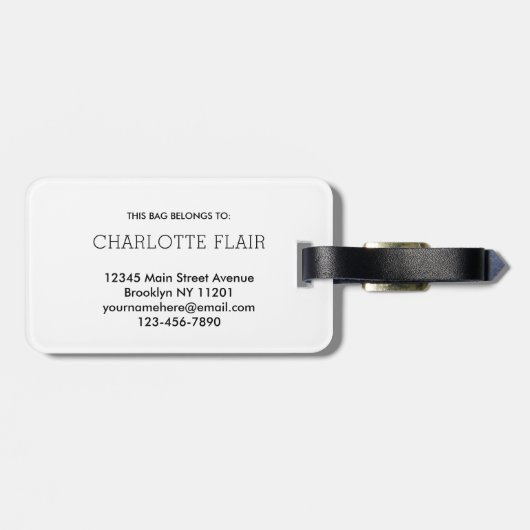 Elegant Sky Blue & Pink Metallic Name ラゲッジタグ (裏面横)
