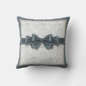 Elegant Slate Gray Modern Ribbon Motif Decorative クッション (裏面)