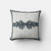 Elegant Slate Gray Modern Ribbon Motif Decorative クッション (正面)