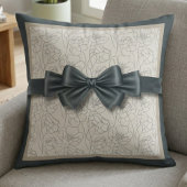 Elegant Slate Gray Modern Ribbon Motif Decorative クッション