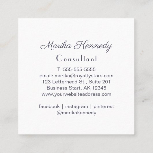 Elegant Slate Grey Professional Monogram スクエア名刺 (裏面)