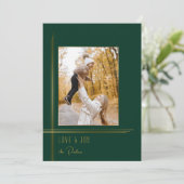 Elegant Sleek Green/Gold Modern Deco Style Photo シーズンカード (スタンド正面)