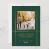Elegant Sleek Green/Gold Modern Deco Style Photo シーズンカード (裏面)