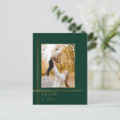 Elegant Sleek Green/Gold Modern Deco Style Photo シーズンポストカード (スタンド正面)