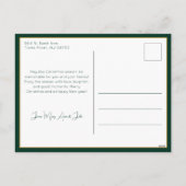 Elegant Sleek Green/Gold Modern Deco Style Photo シーズンポストカード (裏面)