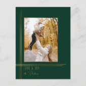 Elegant Sleek Green/Gold Modern Deco Style Photo シーズンポストカード (正面)