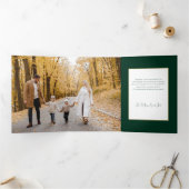 Elegant Sleek Green/Gold Modern Deco Style Photo 三つ折りカード (内部)