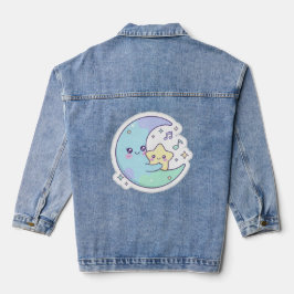 Elegant Sleeping Moon & Stars Women's Denim Jacket デニムジャケット