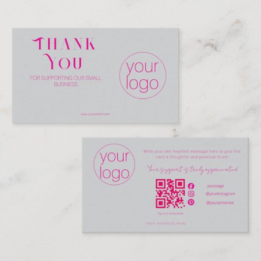 Elegant Small Business LogoThank You Card light Gr 名刺 (正面/裏面)