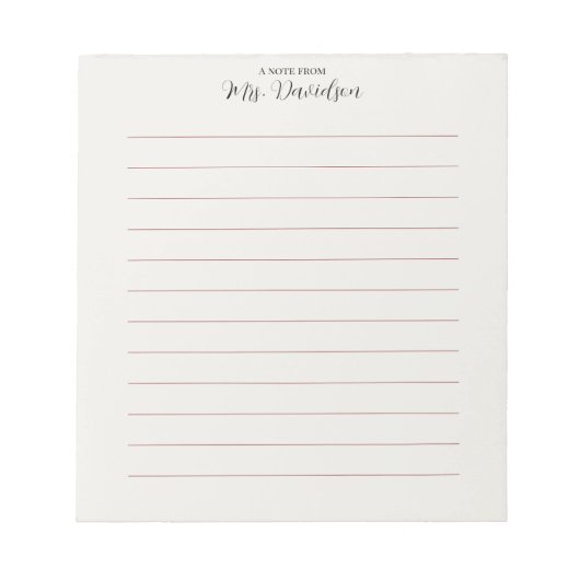 Elegant Smooth Lines Teacher Notepad ノートパッド (正面)