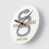 Elegant Snake - Luxury Chinese Zodiac Art & Mystic ラウンド壁時計 (傾斜)