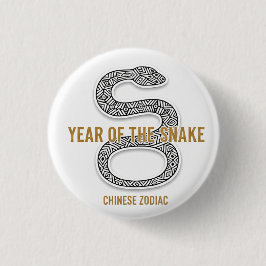 Elegant Snake - Luxury Chinese Zodiac Art & Mystic 缶バッジ